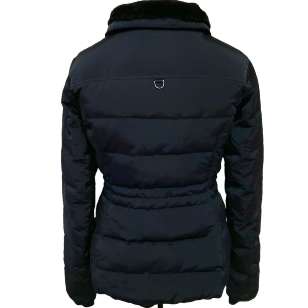 ZARA Woman feather down faux fur collar puffer winter jacket navy blue Size XS - Picture 3 of 9